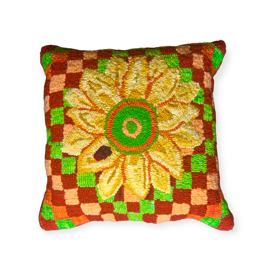 sunflower ladybug embroidered pillow