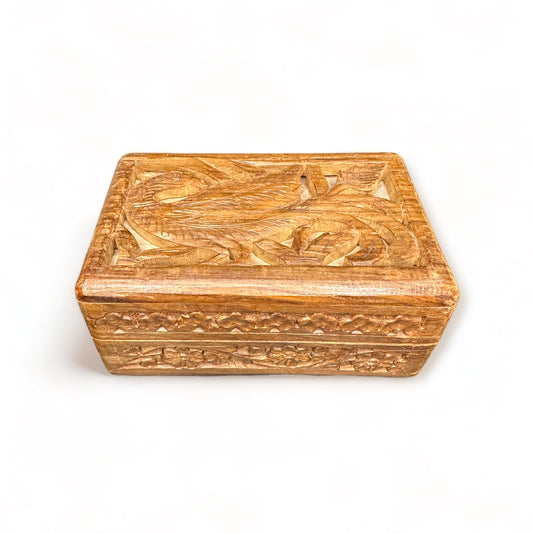 hand carved wood box